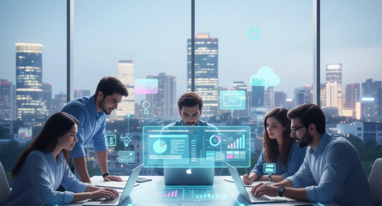 Modern image showing leading web design agencies in Bangalore working on creative projects.