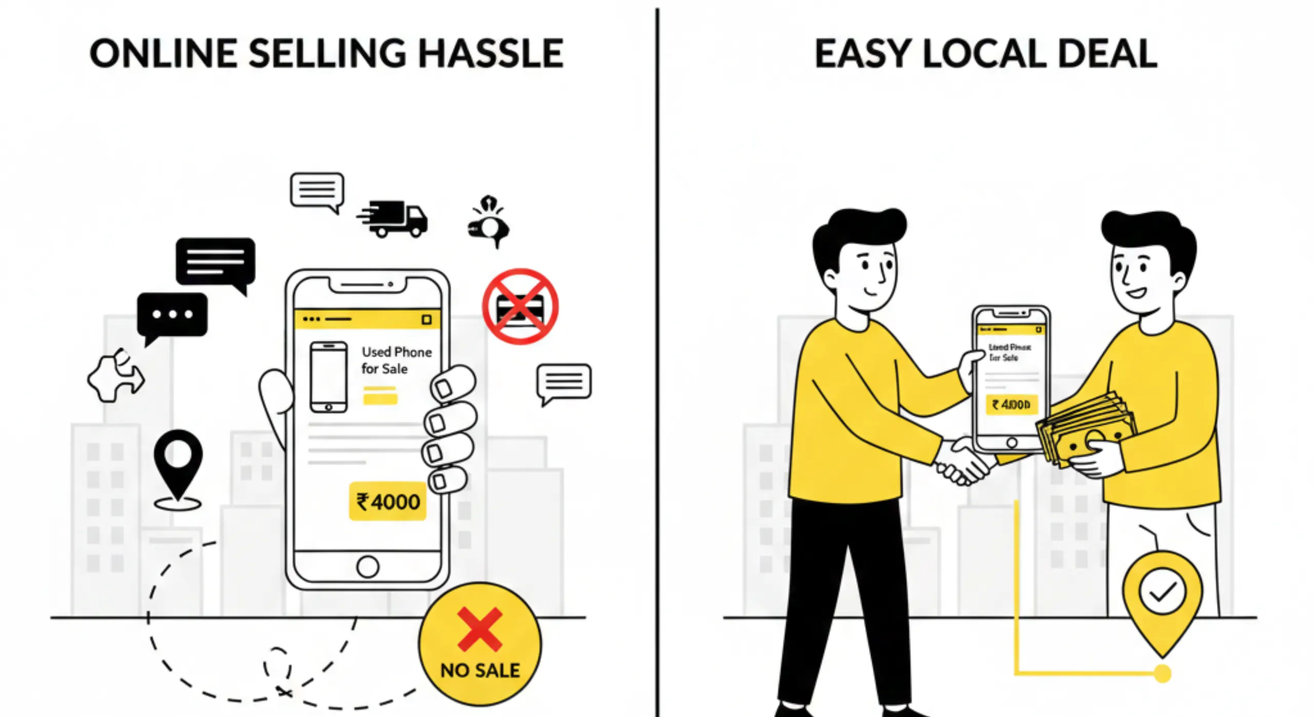 Person selling used items online locally using sympl classifieds for faster, easier, and safer transactions