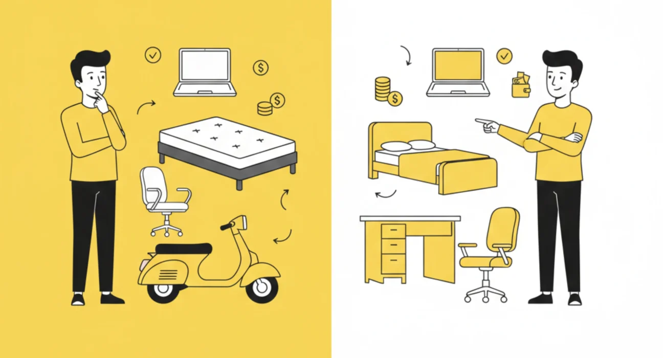 First time earners practicing smart buying habits by purchasing furniture, electronics, and essentials locally