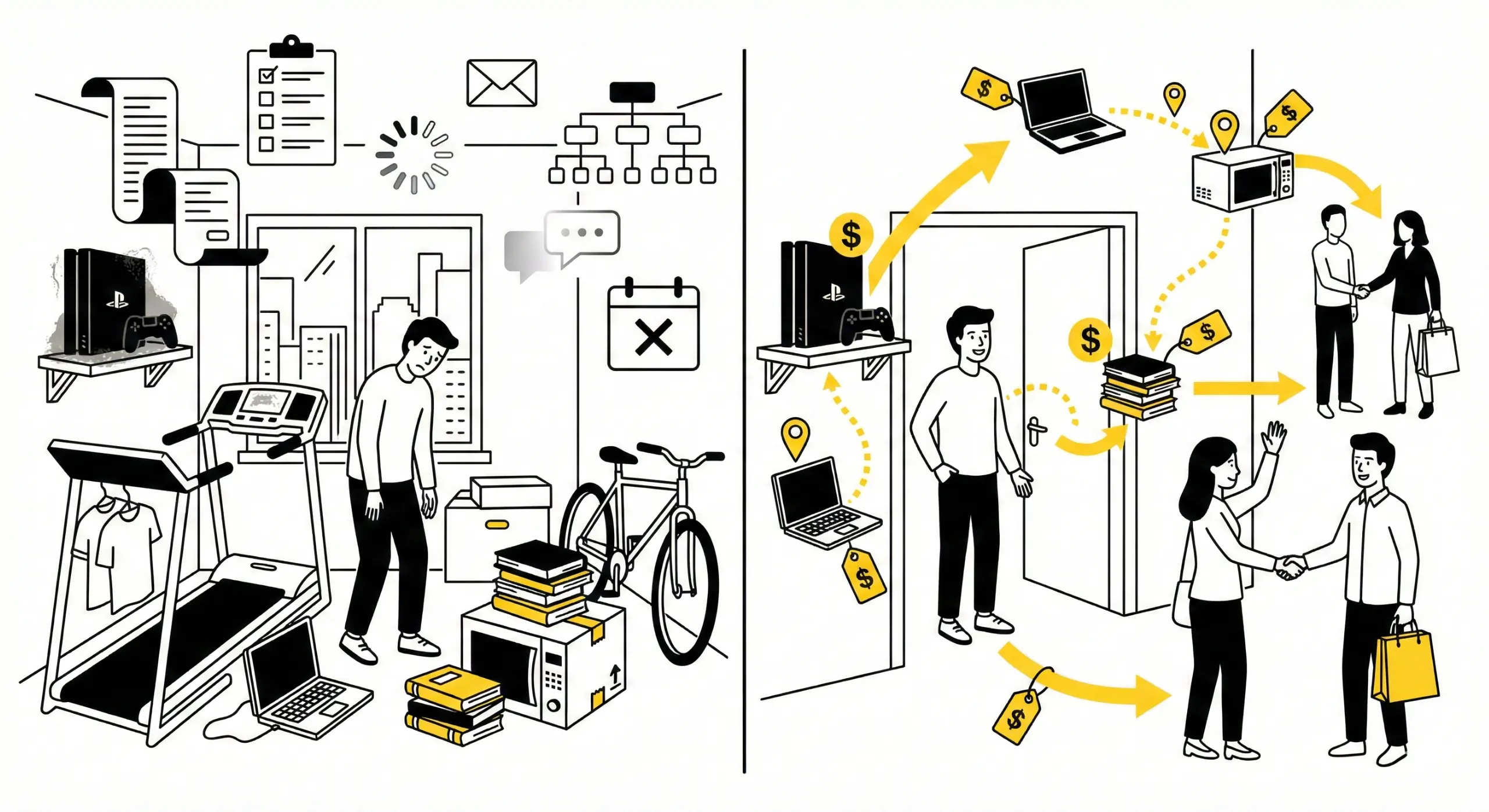 Selling unused items locally to make money and reduce clutter