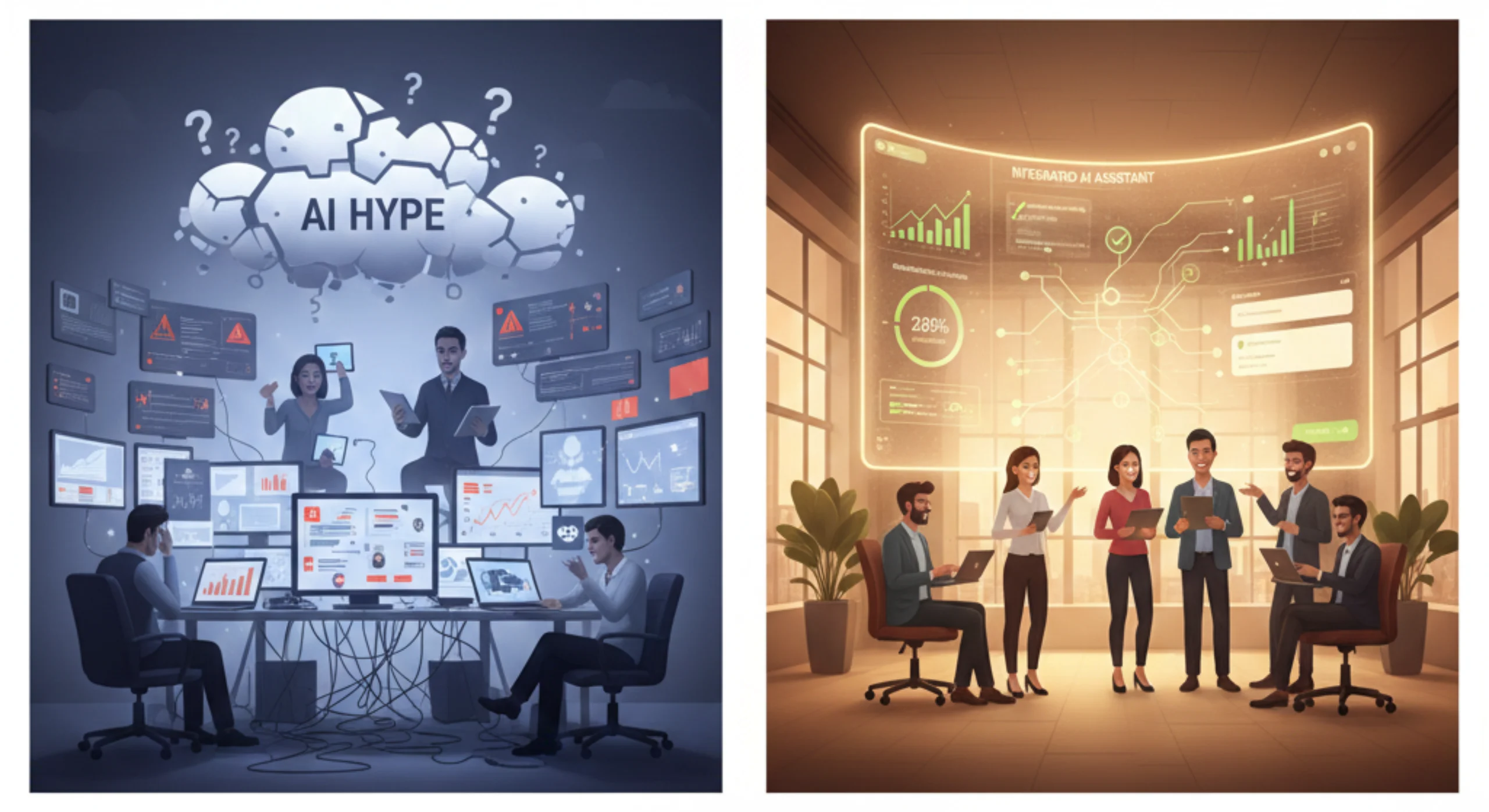 AI for marketing automation showing enterprise teams using data-driven automation and human-AI collaboration