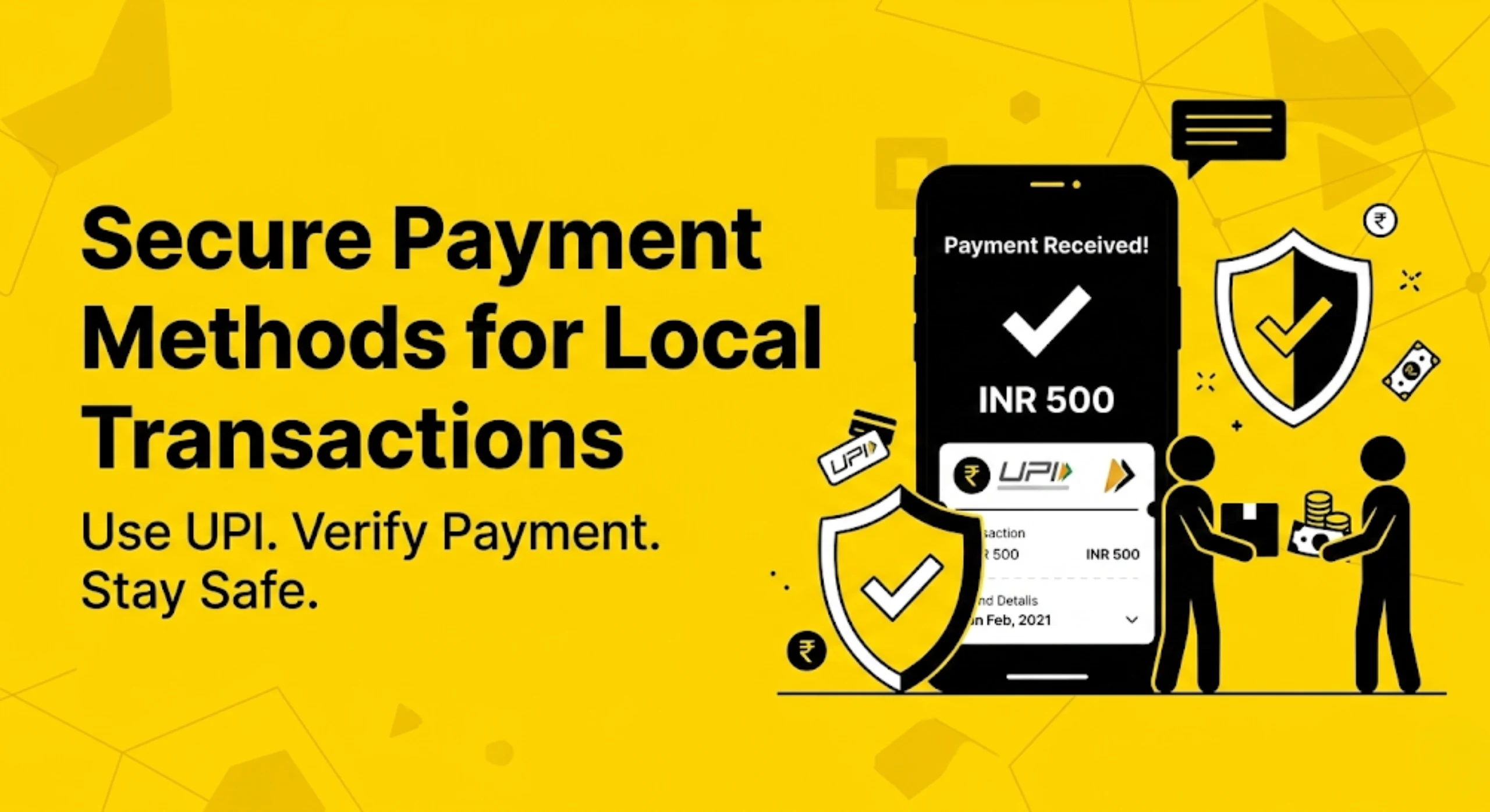 Secure payment methods for local transactions using UPI and cash in classified marketplaces