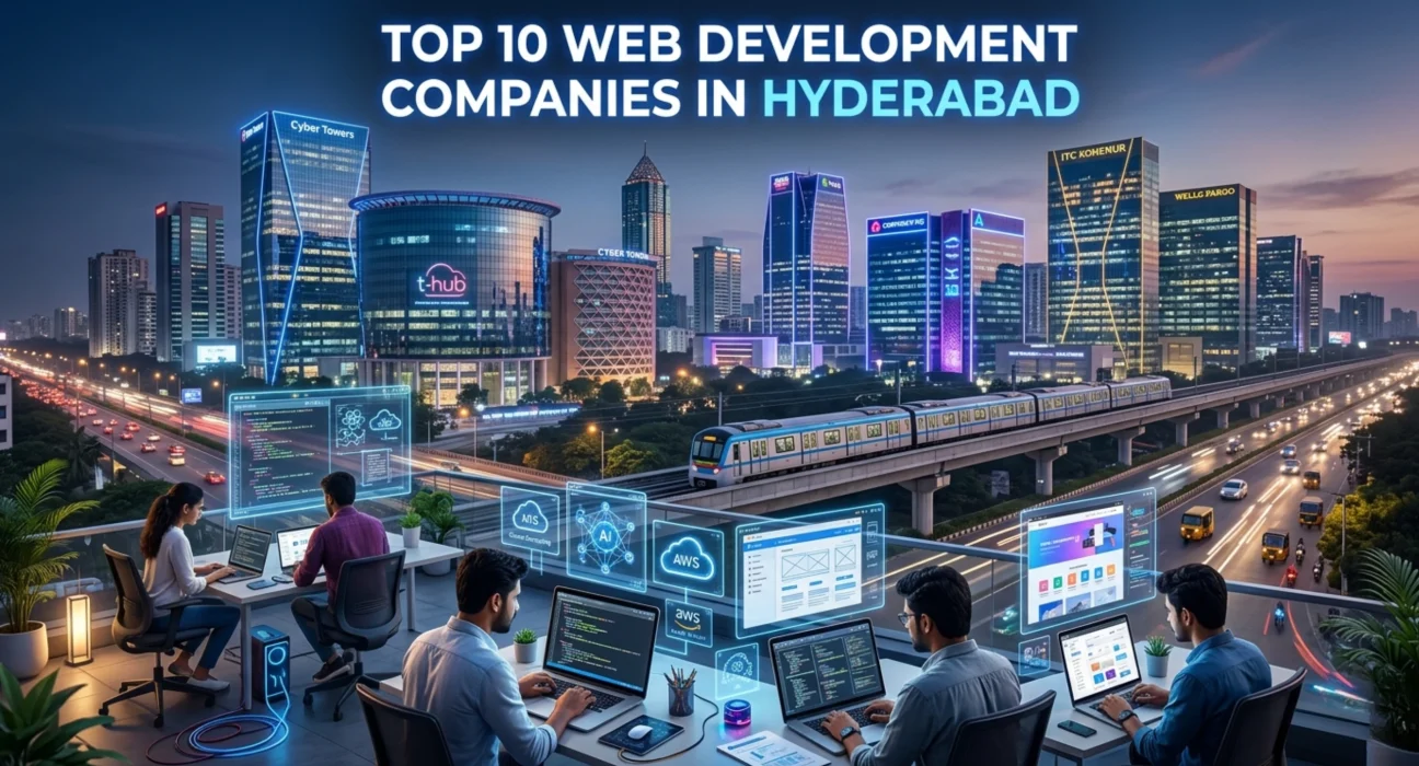 Top 10 Web Development Companies in Hyderabad showcasing HITEC City tech ecosystem