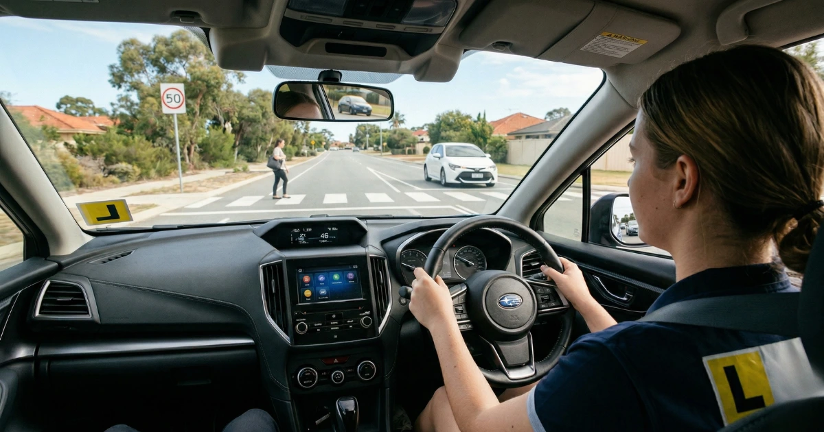 Nervous drivers in Perth gaining confidence during a driving lesson with a professional instructor
